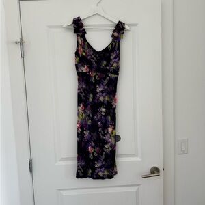 Versace Blue and Purple Asymmetrical Ruched Sheath Dress